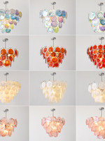 Lustre vintage en verre coloré de Murano, style ligne de pêche, en fer et verre, avec éclairage LED, pour salon, chambre et salle à manger