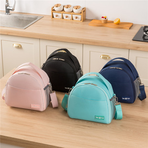 Sac à lunch isotherme Tasty Food rose grande capacité avec bandoulière pour les voyages et le rangement - Product Image 3