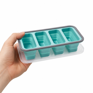 Boîte à lunch en silicone à 4 compartiments, résistante au congélateur, pour la conservation des purées pour bébé, préparation de repas maison pour bébé - Product Image 1