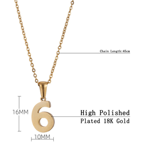 สร้อยคอเลขนำโชคสแตนเลสขัดเงาสูง |   จี้เลขเทวดา 0-9 ชุบทอง เครื่องประดับกันน้ำและทนทาน - Product Image 4