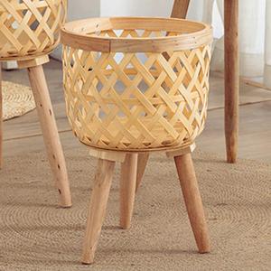 Support de plantes en rotin naturel tressé du Vietnam avec pieds en bois, panier de rangement en bambou, présentoir pour plantes, décoration bohème intérieure/extérieure – Fabricant - Product Image 4