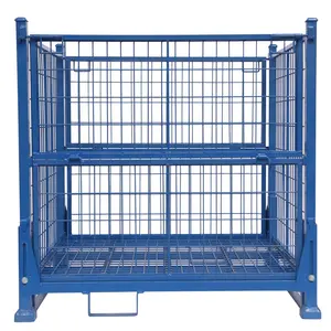 Logistics Equipment 1ton Metal Storage Pallet Cage Basket Box Container Steel Wire Mesh Cages Stillage