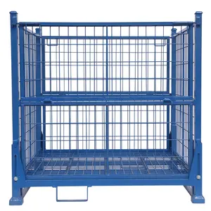 Thiết Bị Hậu Cần 1ton Kim Loại Lưu Trữ Pallet Lồng Giỏ Hộp Container Dây Thép Lưới Lồng Stillage