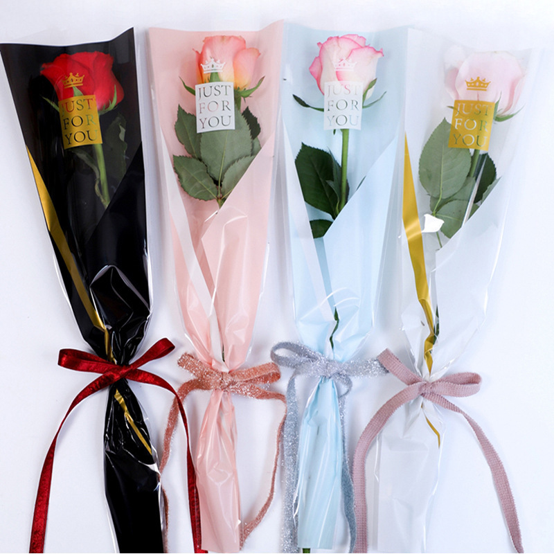 thumbnail image 2 of AUEAR Single Rose Packaging Bags - 100 Pack White Flower Wrapping Sleeves 2 of 14