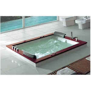 Big Bathroom Brown Free Standing Bathtubs Rectangular Acrylic Bathtub With Drainage
