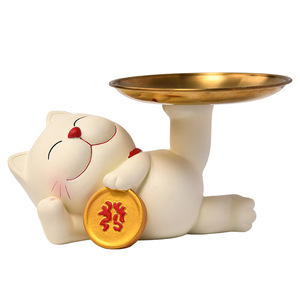 Lucky Cat Storage Ornament Resin Home Decoration Feng Shui Living Room Entryway Gift - Product Image 3