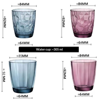 Verre à facettes Pebble 305 ml, ouverture 8,4 cm, hauteur 9,2 cm, deux couleurs, pour eau, jus et service quotidien à table