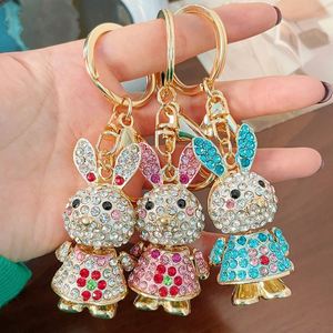 Creative Rhinestone Rabbit Keychain for Women Bag Pendant Keyrings Cute Animal <b>Key</b> Chain Car <b>Key</b> <b>Ring</b> Holder Drop Shipping - Product Image 2
