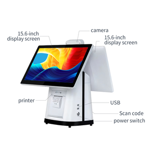 15.6 inch Màn hình kép <span class=keywords><strong>POS</strong></span> máy-màn hình cảm ứng không cảm ứng thứ cấp Màn hình tiền mặt đăng ký bán hàng điểm hệ thống <span class=keywords><strong>Android</strong></span> 11 OS - Product Image 2
