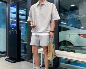 <b>Men's</b> Summer Casual Sports POLO T-<b>Shirt</b> Set Vintage Style With Loose Collar Velour Fabric Short-Sleeved and <b>Thermal</b> Features - Product Image 4