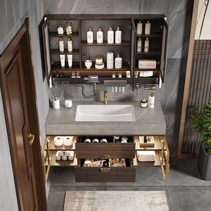 Mueble de Baño Moderno de Lujo con Construcción de Madera Sólida y MDF, Lavabo de Cerámica, Acabado Lacado, Mueble de Baño Suspendido en la Pared - Product Image 5