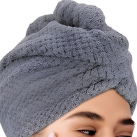 Serviette à cheveux en microfibre FREATECH, texture gaufrée, lot de 3, turban de séchage super doux et absorbant, 3 boutons, pour adultes, voyage, cheveux longs