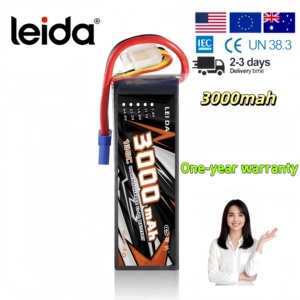 Baterí<span class=keywords><strong>a</strong></span> de Litio LEIDA de Bajo Precio, 3000mAh, 75C, 22.2V, 800 Ciclos, 6S Lipo para Carreras de Autos y Camiones RC FPV - Product Image 1