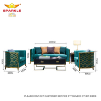 Canapé sectionnel moderne 3 places tufté SPARKLE Combinaison de nouveaux tissus pour hôtel, villa, bar, salon