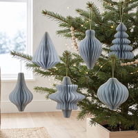 Lanternes de Noël en papier nid d'abeille personnalisées de luxe, décorations suspendues de Noël 3D avec bordure scintillante, pliables, aimants, décorations de fête