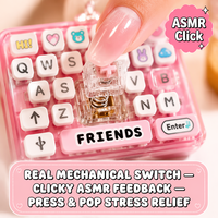 Mini clavier mécanique personnalisé porte-clés, interrupteur clicker, jouet anti-stress, keycaps artistiques Kawaii, ASMR, soulagement du stress, OEM, cadeau en gros, porte-clés