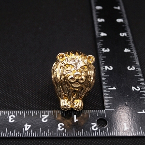 3D 조각 골드 사자 머리 반지 남녀 공용 빈티지 청키 동물 모양 조절 가능한 오픈 밴드 힙합 파티 손가락 장신구 - Product Image 5