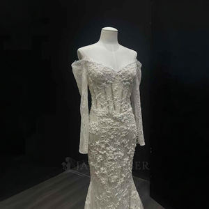 Vestido de Novia Largo y Elegante Estilo Sirena con Lentejuelas, Cuentas y Apliques Florales de Encaje para NT36 - Product Image 6