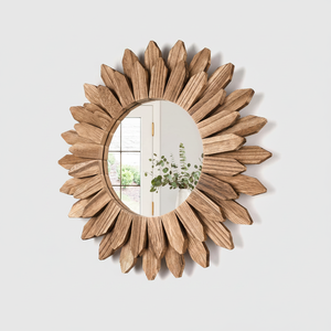 Specchio da Parete Rustico in Legno da 12 Pollici, Stile Boho, Decorativo per Ingresso, Camera da Letto, Soggiorno, Bagno, Idea Regalo per la Casa - Product Image 2