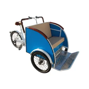 Pedal elétrico de carga triciclo pedicab rickshaw, três roda bicicleta elétrica para transporte de passageiros com bateria de assentos para