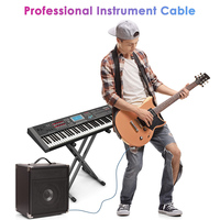 Câble d'instrument TRS en cuivre pur personnalisé de 1/4 pouces 20 pieds droit 6.35mm mâle Jack stéréo Audio Interconnexion ligne équilibrée
