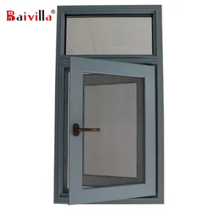 Top Quality Soundproof Aluminum Profile 36 X 72 Casement Double Glazing Window And Doors With Stainless Steel Mesh