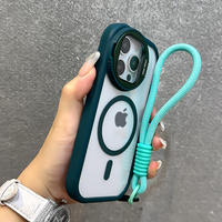 Coque de téléphone premium translucide givrée avec protection intégrale de l'objectif pour iPhone 11/12/13/14/15/16, avec cordon pour appareil photo
