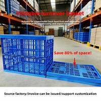 Caisse pliable en plastique robuste empilable avec roues pour le stockage logistique industriel et agricole