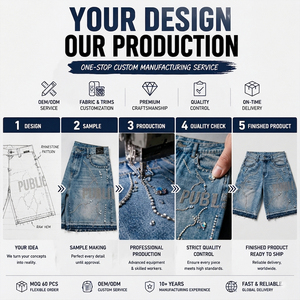 Manufacturer Premium Vintage Shorts Custom Rhinestones Logo <b>Jeans</b> Shorts Distressed Acid Wash Sun Faded Raw Edge <b>Men</b> Jort Shorts - Product Image 4