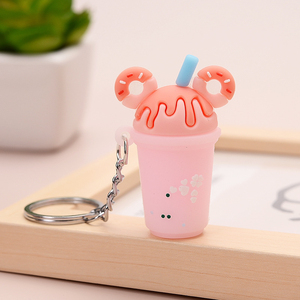 QYS Cartoon Ice Cream Keychain PVC Food Shape <b>Bag</b> Charm Cute Plastic <b>Key</b> <b>Ring</b> for Women - Product Image 2