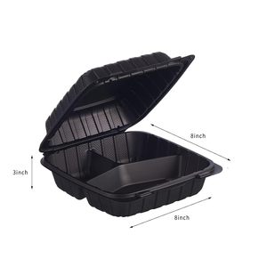 Lonchera Transparente de 3 Compartimentos, Lonchera Desechable de PP, Apta para Microondas, Contenedor de Alimentos Tipo Concha para Llevar - Product Image 3