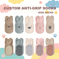 Chaussettes antidérapantes en coton tricoté respirant pour enfants, motif animaux mignons, écologiques, avec grip souple, pour intérieur et extérieur, vente en gros sur mesure