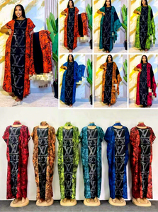 Nouvelle Robe Musulmane Femme en Gros, Grande Taille, Décontractée, Faite à la Main, avec Dentelle Africaine et Patchwork, Col en V, Longueur <span class=keywords><strong>Cheville</strong></span>, Collection Automne Femme - Product Image 3