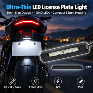 Lampe de <span class=keywords><strong>plaque</strong></span> d'<span class=keywords><strong>immatriculation</strong></span> ultra-mince KS16-046 12V 4 LED, 5 mm de large, avec câble de 40 cm pour moto, VTT, remorque - Product Image 1
