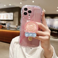 Gradient Powder Wave Bubble LPhone16 Case pour Apple 15 Style INS Peach Heart Juice TPU Material Retail Packaging Model 17 Plus