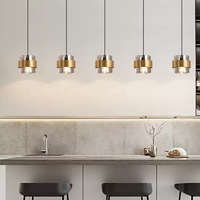 Lustre d'intérieur moderne en métal cuivré, fer, verre, lampe suspendue, interrupteur de commande, alimentation CA, installation d'ampoules pour bar d'hôtel à la maison