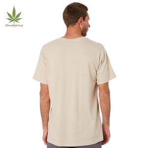 男性用Tシャツカスタム麻コットンTシャツ中国空白ラウンドクルーネック麻服麻Tシャツ持続可能なTシャツ - Product Image 3