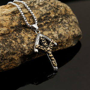 yunnique Nordic Viking Rune <b>Cross</b> Pendant Stainless Steel Necklace Men's Retro Fashion Jewelry - Product Image 1