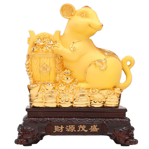 Figurine de <span class=keywords><strong>Rat</strong></span> en Résine Plaquée Or, Décorée <span class=keywords><strong>du</strong></span> Zodiaque Chinois, Cadeau d'Affaires pour le Nouvel An <span class=keywords><strong>2020</strong></span> - Product Image 1