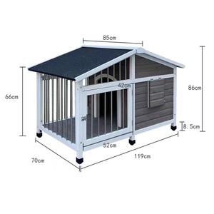 Maison extérieure exquise et luxueuse en bois massif pour chien et chat avec bouton d'étanchéité imperméable en peluche et chiot oiseau nid de poulet - Product Image 2