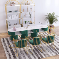 Ensemble table et chaise de manucure en marbre et métal de luxe, moderne et professionnel, Sulin N003, couleur personnalisée pour salons de beauté
