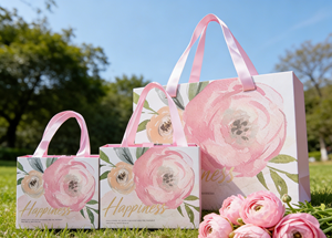 Pink floral <b>hand</b>-held gift box <b>made</b> of hard cardboard with exquisite texture-Vietnam FSC Certified Luxury Packaging Factory - Product Image 2