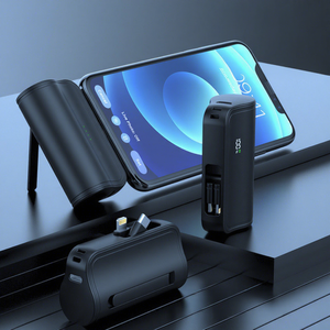 Mini Power Bank 5000mAh avec câble, charge rapide, design capsule portable pour téléphones mobiles - Product Image 1