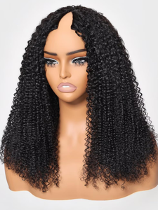 V partie perruques cheveux humains Jerry bouclés pince sans colle dans Vpart perruque Minimal Leave Out Upgrade U partie perruque de cheveux humains 10-30 pouces - Product Image 2