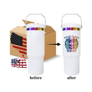 20 Pack Custom logo 30oz Laser Engrave <b>Rainbow</b> Plated Student Water Bottle with Flip Leak Proof Straw and <b>Top</b> Handle - Product Image 1