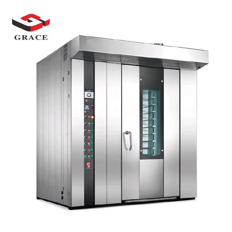 Industrial Stainless Steel Bread Baking Oven Big Capacity 32 Trays Gas Rotary Oven