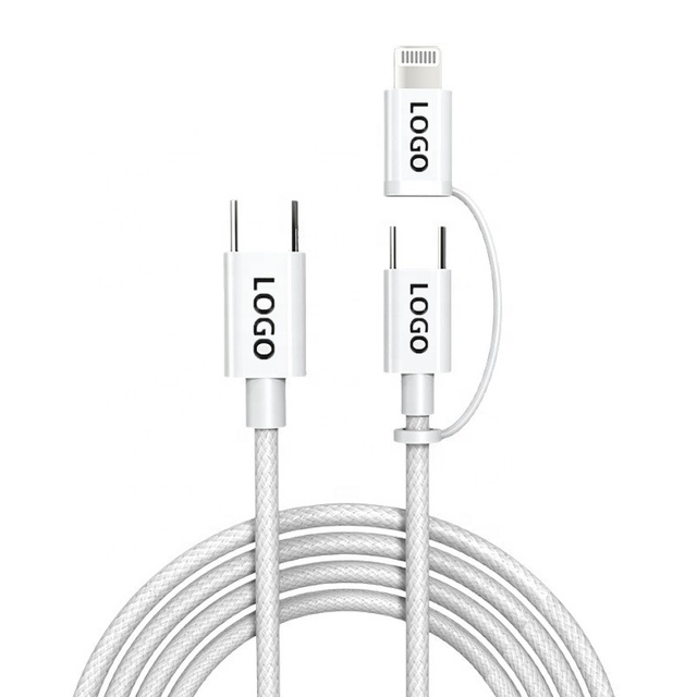 3 in 1 Braided Eco Friendly Fast Charge Data Cable PD 240W Type-C to Type-C to Iphone Mobile Phone Data Cable