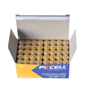 Shenzhen PKCELL R6P AA SUM-3 1.5V Zinc Carbon Dry Cell Battery for Flashlight CE The Batteries Fixed in Place with Press Studs /