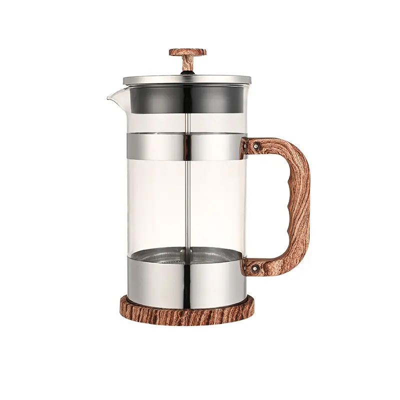 Kotak hadiah Aksesori grosir penggiling kopi Manual kayu dengan 350/600/800/1000 Ml kaca French Press