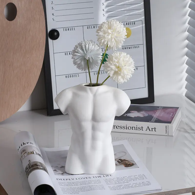 Offre Spéciale nordique designer uni en céramique blanc Muscle abdominal vase en céramique de luxe pour la décoration de la maison